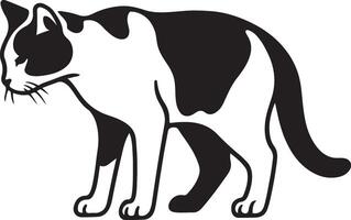 Cute black and white cat silhouette art, Feline side pose minimal design vector
