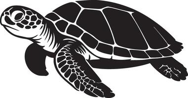 Sea turtle silhouette for creative projects, Black turtle illustration elegant style vector