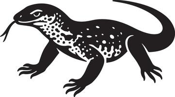 Monitored lizard illustration clean style, Reptile animal black and white design vector
