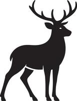 Elegant black silhouette of a deer design pose, Minimal animal illustration for graphics vector