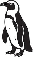 Penguin illustration black white simple style, Standing penguin minimal design drawing vector