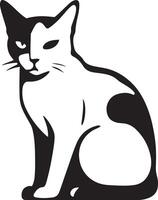 Cat sitting black and white for design use, Elegant feline silhouette illustration vector