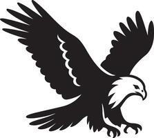 Powerful silhouette of a soaring eagle, Raptor in flight black and white style vector
