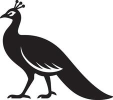 Peacock silhouette elegant black and white art, Beautiful bird profile minimal design vector