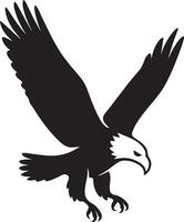 Powerful bald eagle in flight silhouette, Majestic eagle soaring high design vector