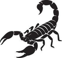 Scorpion bold silhouette black and white style, Desert creature graphic drawing vector