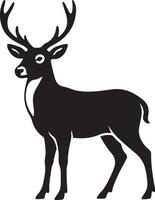 Simple deer silhouette black illustration design, Standing forest deer pose vector