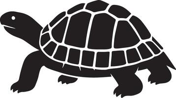 Tortoise silhouette simple black style, Land turtle minimal black and white drawing vector