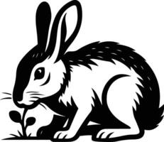 Rabbit illustration black and white design, Elegant bunny black and white animal sketch vector
