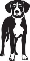 Dog silhouette for graphics black and white, Pet figure clean bold design vector