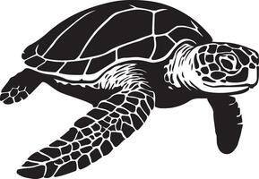 Sea turtle striking silhouette black design, Powerful sea creature minimal vector