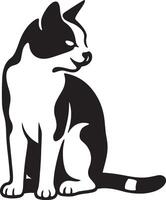 Side view cat silhouette black and white, Cat profile walking pose elegant drawing vector