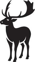 Elegant black silhouette of a deer side view, Nature inspired art sketch animal vector