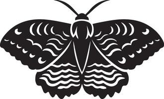 Stylized moth illustration design, Simple moth black and white drawing vector