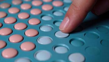Close-Up of Hand Adjusting Colorful Dots on a Marker Board for Beauty Tech photo