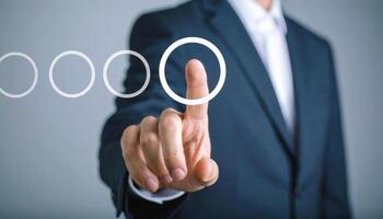 Business Professional Engaging with Digital Interface for Leadership Strategy photo