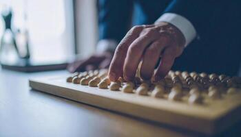 Business Professional Adjusting Strategy with a Risk Prediction Tool photo
