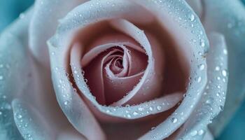 Close-Up of Pink Rose with Water Droplets on Petals for Nature Lovers photo