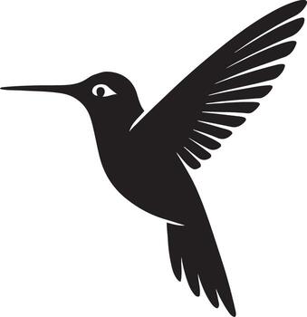 Hummingbird in flight silhouette elegant, Small bird hovering minimal sketch vector