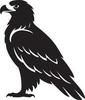 Bird of prey silhouette powerful pose artwork, Raptor bird in flight minimal design vector
