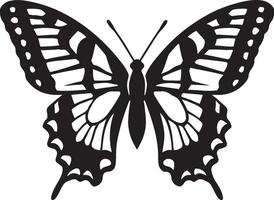 Elegant butterfly silhouette black and white design, Stylish butterfly graphic minimal line art vector