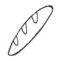 French baguette, illustration isolated on white background. Outline sketch style with grunge vintage texture. Cafe and bakery concept. vector