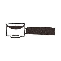 Portafilter for espresso machine, illustration isolated on white background. Outline sketch style with grunge vintage texture. Cafe concept. vector