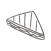 Triangle sandwich, hand drawn doodle, illustration isolated on white background. Outline sketch style with grunge vintage texture. Cafe concept. vector