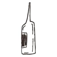 Wine bottle, illustration isolated on white background. Outline sketch style with grunge vintage texture. Cafe and restaurant concept. vector