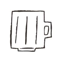 Mug with coffee or tea, hand drawn doodle, illustration isolated on white background. Outline sketch style with grunge vintage texture. Concept of cafe. vector