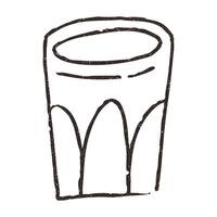 Glass of water, hand drawn doodle, illustration isolated on white background. Outline sketch style with grunge vintage texture. Restaurant and cafe concept. vector
