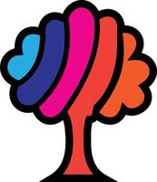 illustration of a tree with a red ribbon vector