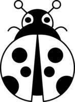 isolate black and white ladybug illustration vector
