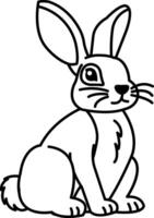 isolate black and white rabbit illustration vector