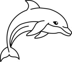 isolate black and white illustration dolphin icon vector