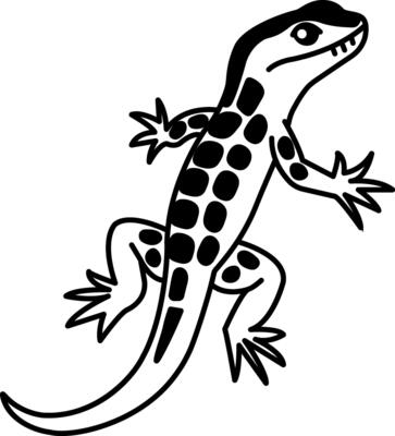 isolate black and white lizard iillustration con
