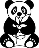 isolate black and white panda icon vector
