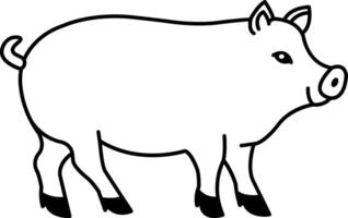 isolate black and white pig illustration icon icon vector