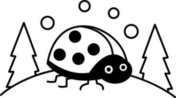 isolate black and white ladybug illustration icon vector
