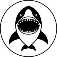isolate black and white shark icon vector