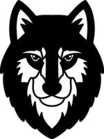 isolate black and white wolf icon vector