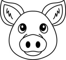 isolate black and white pig illustration icon vector