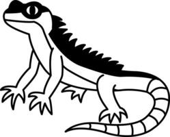 isolate black and white lizard illustration icon icon vector