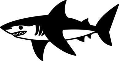 isolate black and white shark illustration icon icon vector