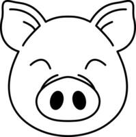 isolate black and white pig icon vector