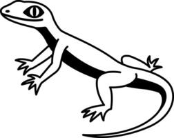 isolate black and white lizard illustration icon vector