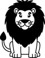 isolate black and white lion icon vector
