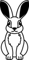 isolate black and white illustration rabbit icon vector