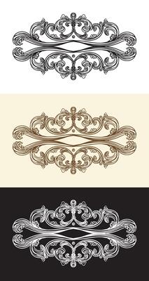 Baroque design elements set of illustration