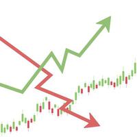 a chart of an upward arrow and a downward arrow vector